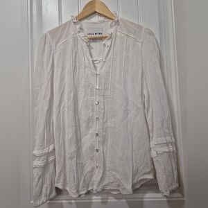 Vintage Lola River White Cotton Blouse Size Large